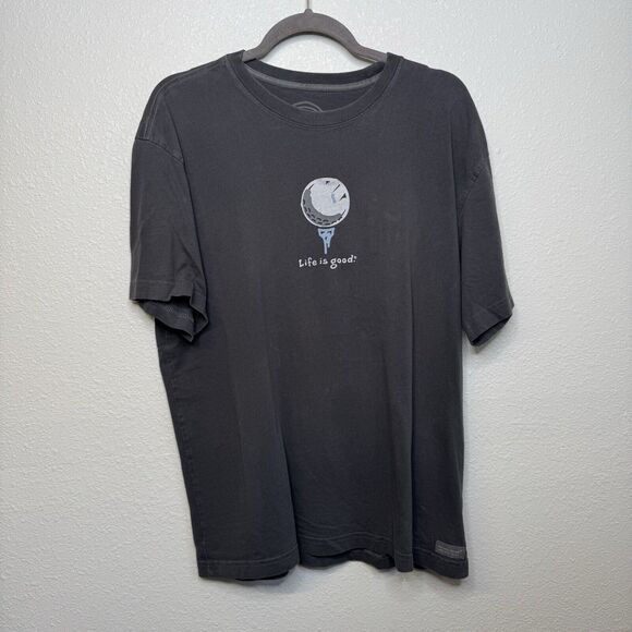 Life Is Good Shirt Adult Large Black Golfing Tee Graphic Short Sleeve - Picture 1 of 3